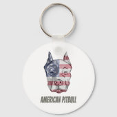 アメリカピットブルテリアいじめっ犬ヴィンテージ国旗 キーホルダー (正面)