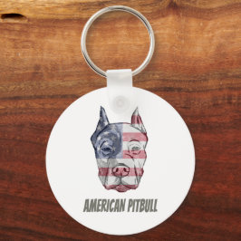 アメリカピットブルテリアいじめっ犬ヴィンテージ国旗 キーホルダー