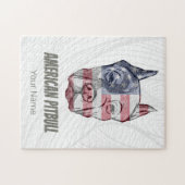 アメリカピットブルテリアいじめっ犬ヴィンテージ国旗 ジグソーパズル (横)