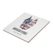 アメリカピットブルテリアいじめっ犬ヴィンテージ国旗 タイル (側面)