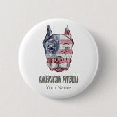 アメリカピットブルテリアいじめっ犬ヴィンテージ国旗 缶バッジ (正面)