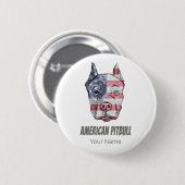 アメリカピットブルテリアいじめっ犬ヴィンテージ国旗 缶バッジ (正面&裏面)