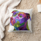 アメリカピットブルテリアポップ・アートのーアートポートレートfor Dog クッション (ブランケット)