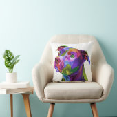 アメリカピットブルテリアポップ・アートのーアートポートレートfor Dog クッション (椅子)