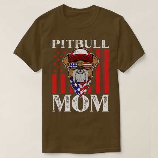 アメリカピットブルママ米国国旗 Tシャツ (デザイン正面)