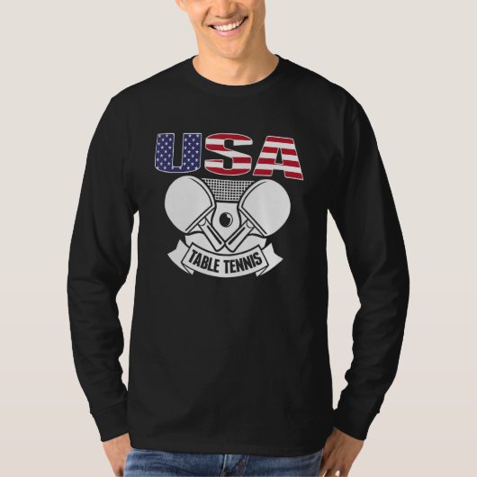 アメリカピンポンUSフラッグテーブルテニスチームSupp Tシャツ (正面)