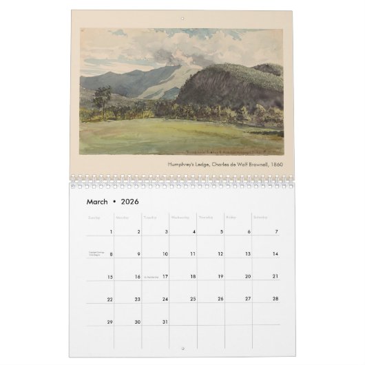 アメリカファインアート水彩風景画 カレンダー (3月 2026)