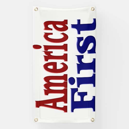 アメリカファーストと赤と青の文字 横断幕 (縦)
