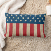 アメリカフェイクのバーラップ国旗 ランバークッション (ブランケット)