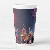 アメリカフェスティバル7月4日お祝い花火 カフェラテマグ (正面)