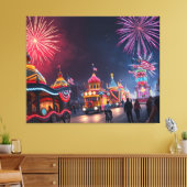 アメリカフェスティバル7月4日お祝い花火 キャンバスプリント (インサイチュ (リビング))