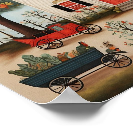 アメリカフォークアートホワイトファームハウス ポスター (角)