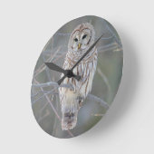 アメリカフクロウの溝彫りVaria ラウンド壁時計 (傾斜)