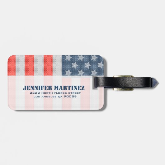 アメリカフラッグダイヤモンドとグリッターテクスチャ ラゲッジタグ (裏面横)