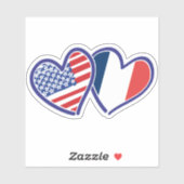アメリカフランスのハート国旗 シール (シート)