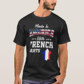 アメリカフランスのパーツフランス地図アメリカ国旗の祖先 Tシャツ (正面)