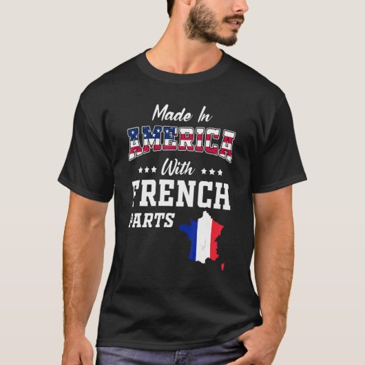 アメリカフランスのパーツフランス地図アメリカ国旗の祖先 Tシャツ (正面)