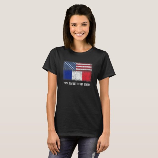アメリカフランスのフランス国旗Dual Citiz Tシャツ (正面フル)