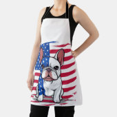 アメリカフランスの国旗を掲げた漫画のブルドッグ エプロン (インサイチュ)