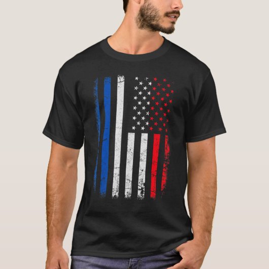 アメリカフランスの国旗フランスアメリカプライド伝統 Tシャツ (正面)