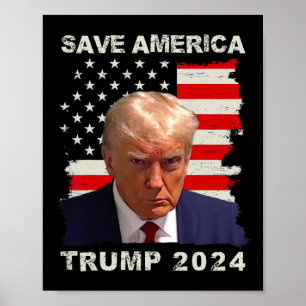 アメリカフリートランプマグショット2024アメリカ国旗 ポスター