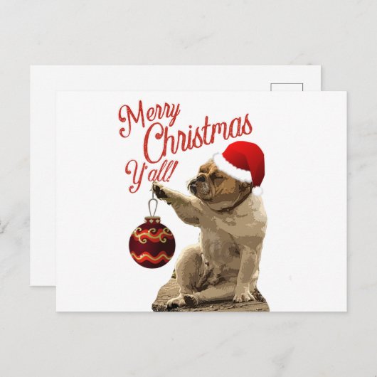 アメリカブルドッグホリデークリスマス ポストカード (正面/裏面)