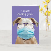 アメリカブルドッグ顔マスクと霧の眼鏡 カード (黄色い花)