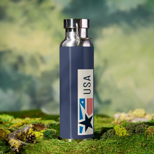 アメリカブルーネイビースターズストライプズ ウォーターボトル (アウトドア (回転後))