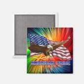 アメリカプライドのワシと国旗 マグネット (正面/裏面)