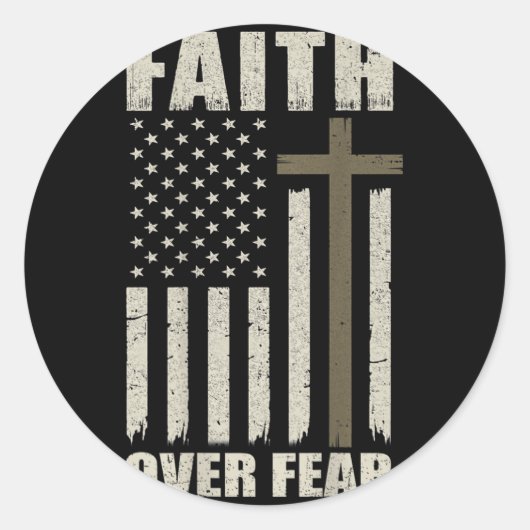 アメリカプライドアメリカ国旗Faith Over Fear祈りの言葉On Ba ラウンドシール (正面)