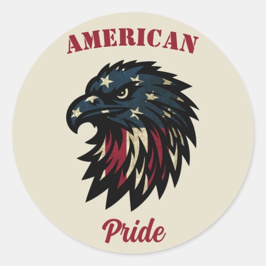 アメリカプライド愛国的赤白青イーグル ラウンドシール (正面)