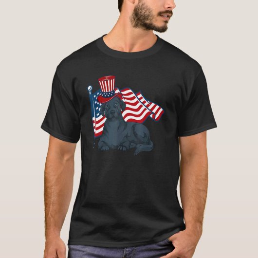 アメリカプライド犬のオーナーラブラドール米国国旗Black L Tシャツ (正面)