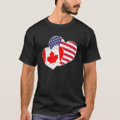 アメリカプライド米国国旗のハート誇りを持ったカナダ Tシャツ (正面)