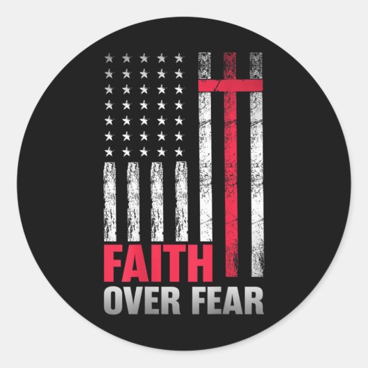 アメリカプライド米国国旗Tee信仰の恐怖祈りの言葉( ラウンドシール (正面)
