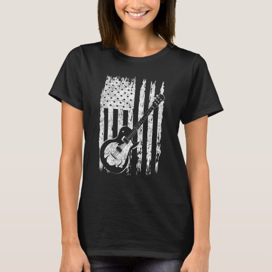 アメリカプライド7月4日ギタリスト米国国旗選 Tシャツ (正面)