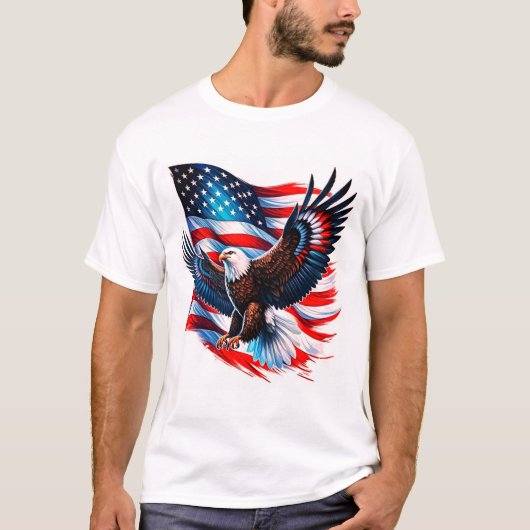 アメリカプライド – 米国国旗とイーグルTシャツ🇺🇸🦅 Tシャツ (正面)