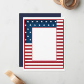 アメリカプリントネイビー赤ストライプの白の裏星 ノートカード (正面/裏面インサイチュ)