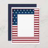 アメリカプリントネイビー赤ストライプの白の裏星 ノートカード (正面/裏面)