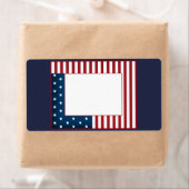 アメリカプリントネイビー赤ストライプの白の裏星 ラベル (インサイチュ)