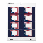 アメリカプリントネイビー赤ストライプの白の裏星 ラベル (フルシート)