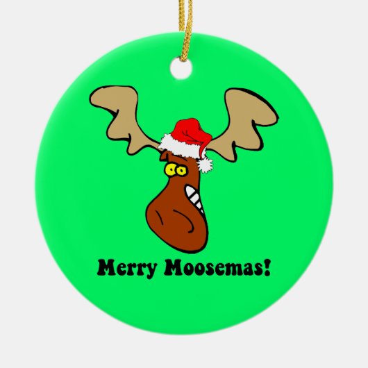 アメリカヘラジカのクリスマス セラミックオーナメント (正面)