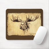 アメリカヘラジカのスケッチののどの革 マウスパッド (マウス)