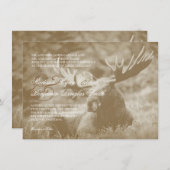 アメリカヘラジカのビッグ・ゲームの野性生物の(雄ジカの)枝角の結婚式招待状 招待状 (正面/裏面)