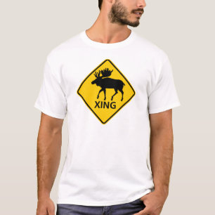アメリカヘラジカの交差のハイウェーの印 Tシャツ