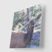 アメリカヘラジカの時計 スクエア壁時計 (傾斜)