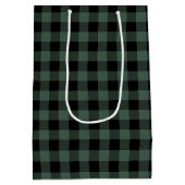 アメリカヘラジカの緑の黒い格子縞 ミディアムペーパーバッグ (裏面)
