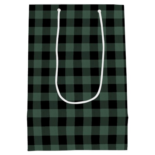 アメリカヘラジカの緑の黒い格子縞 ミディアムペーパーバッグ (裏面)