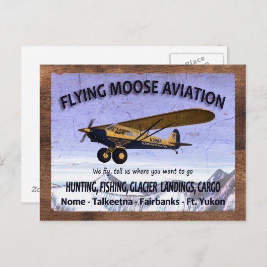 アメリカヘラジカの航空印を飛ばすヴィンテージ ポストカード (正面/裏面)