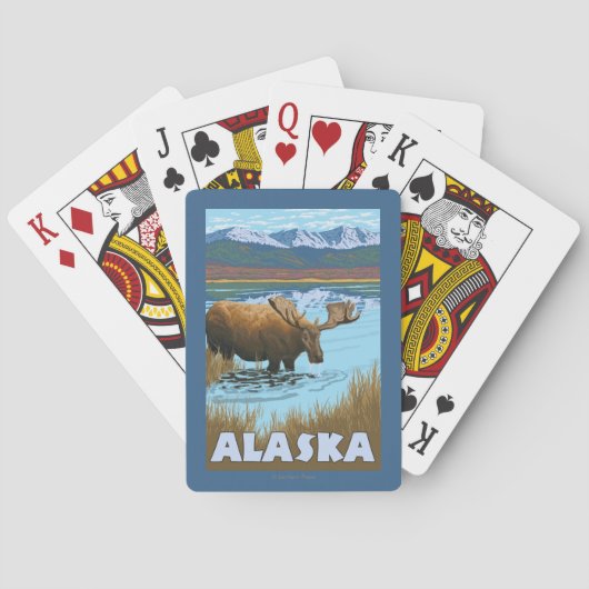 アメリカヘラジカの飲料水のヴィンテージ旅行ポスター トランプ (裏面)