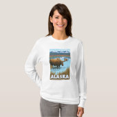 アメリカヘラジカの飲料水のヴィンテージ旅行ポスター Tシャツ (正面フル)